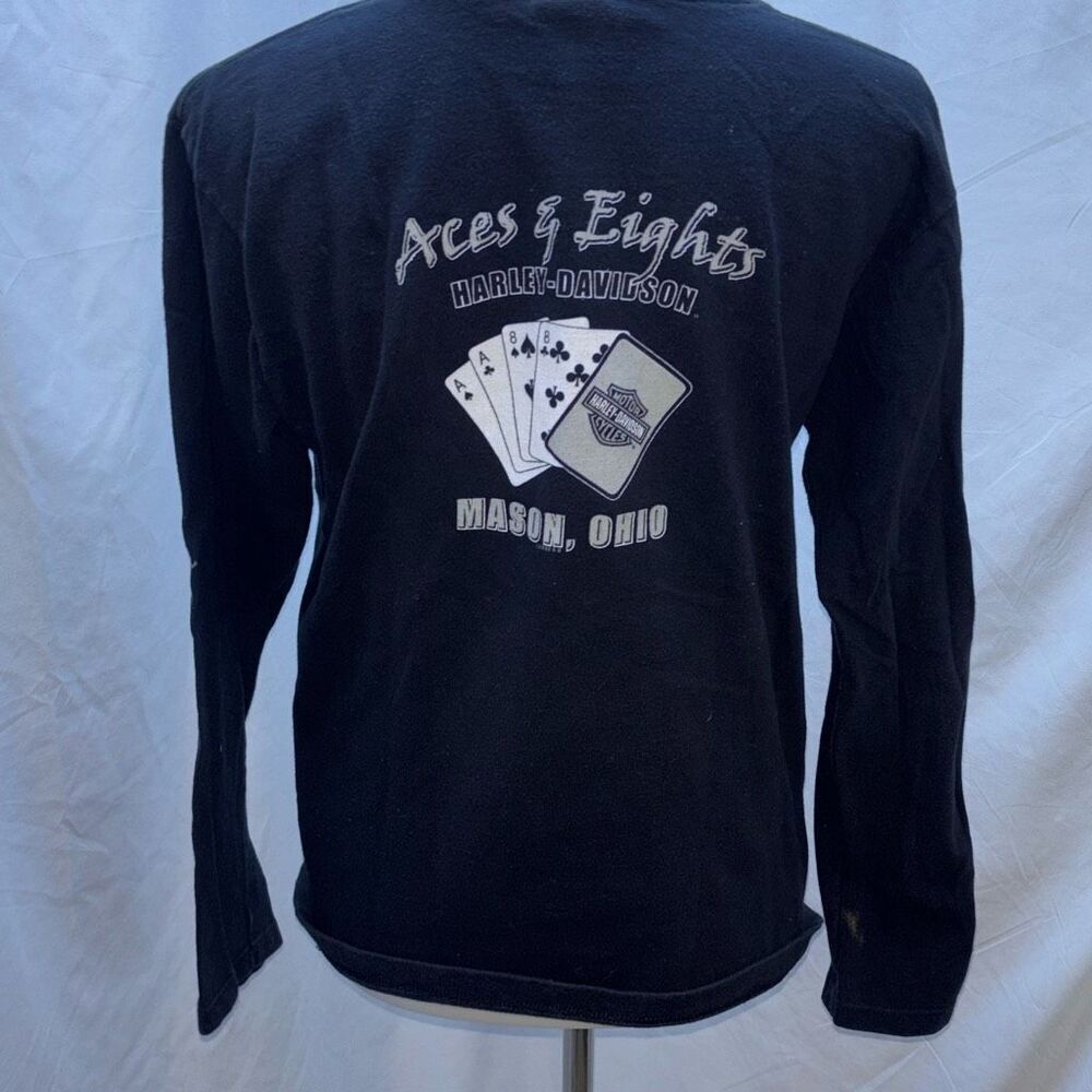 Vintage Harley Davidson Aces & Eights Long Slv T Shirt Holubek eagle lightning M